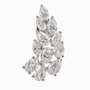 Aros colgantes de oro blanco con diamantes Marquise