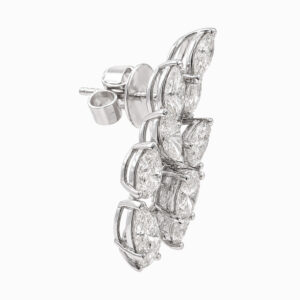 Aros colgantes de oro blanco con diamantes Marquise