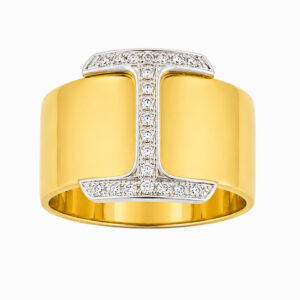 Anillo de Oro Amarillo con Detalle Pavé de Diamantes