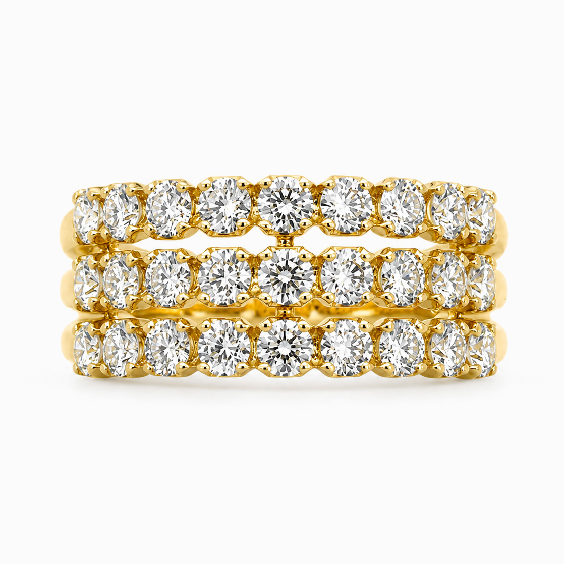 Anillo Medio Cintillo de Oro Amarillo con Diamantes - Imagen 4