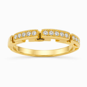 Anillo Medio Cintillo de Oro Amarillo con Pavé de Diamantes