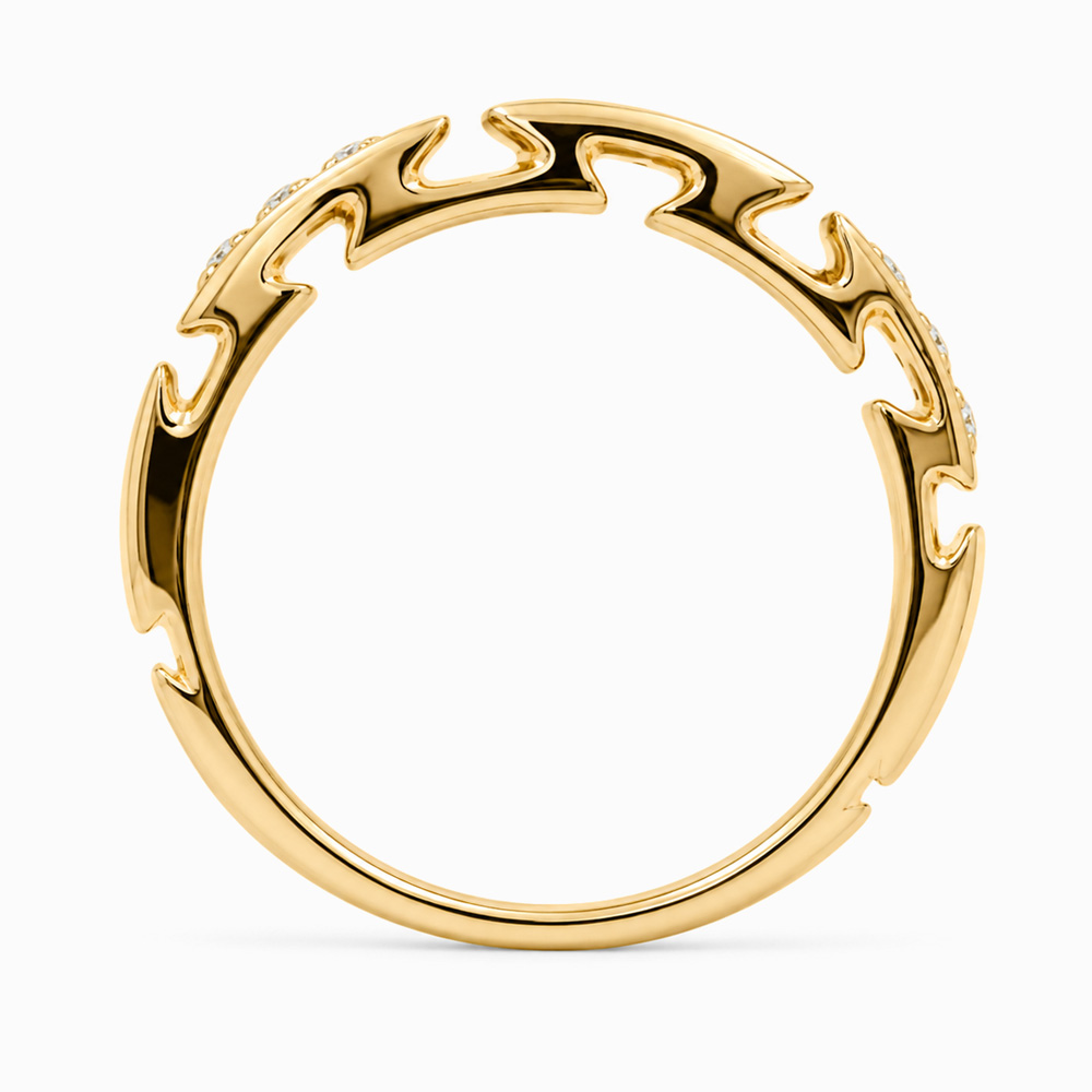Anillo Medio Cintillo de Oro Amarillo con Pavé de Diamantes - Imagen 3