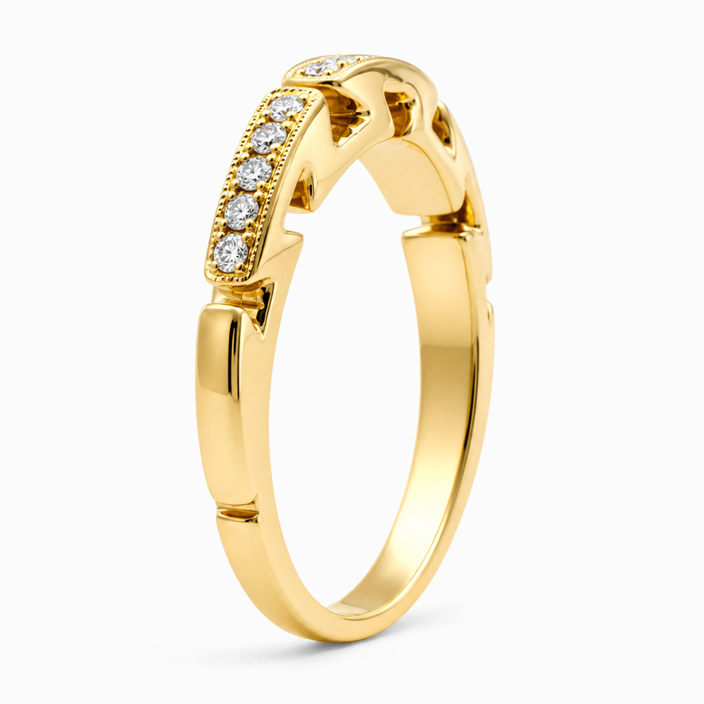 Anillo Medio Cintillo de Oro Amarillo con Pavé de Diamantes - Imagen 2