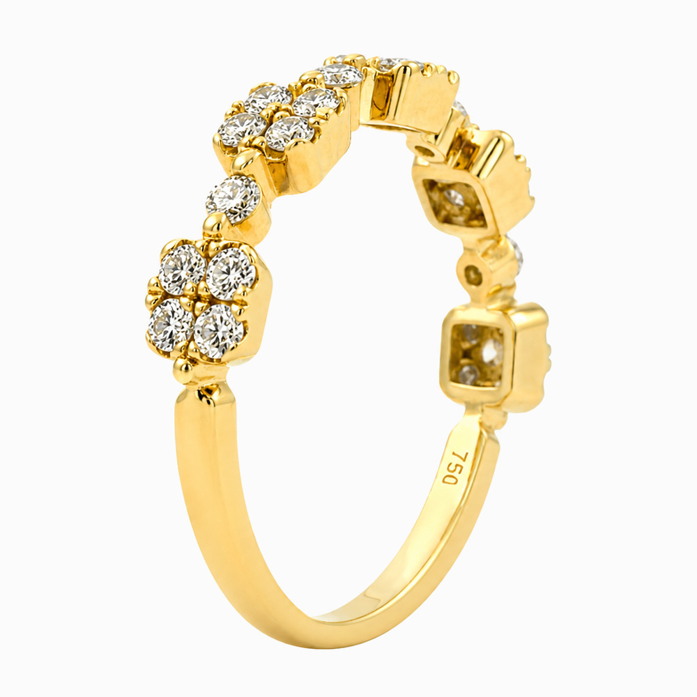 Anillo de Oro Amarillo con Tréboles de Diamantes - Imagen 2