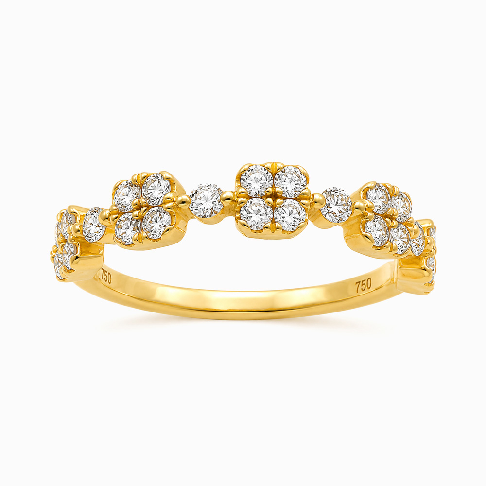 Anillo de Oro Amarillo con Tréboles de Diamantes - Imagen 4
