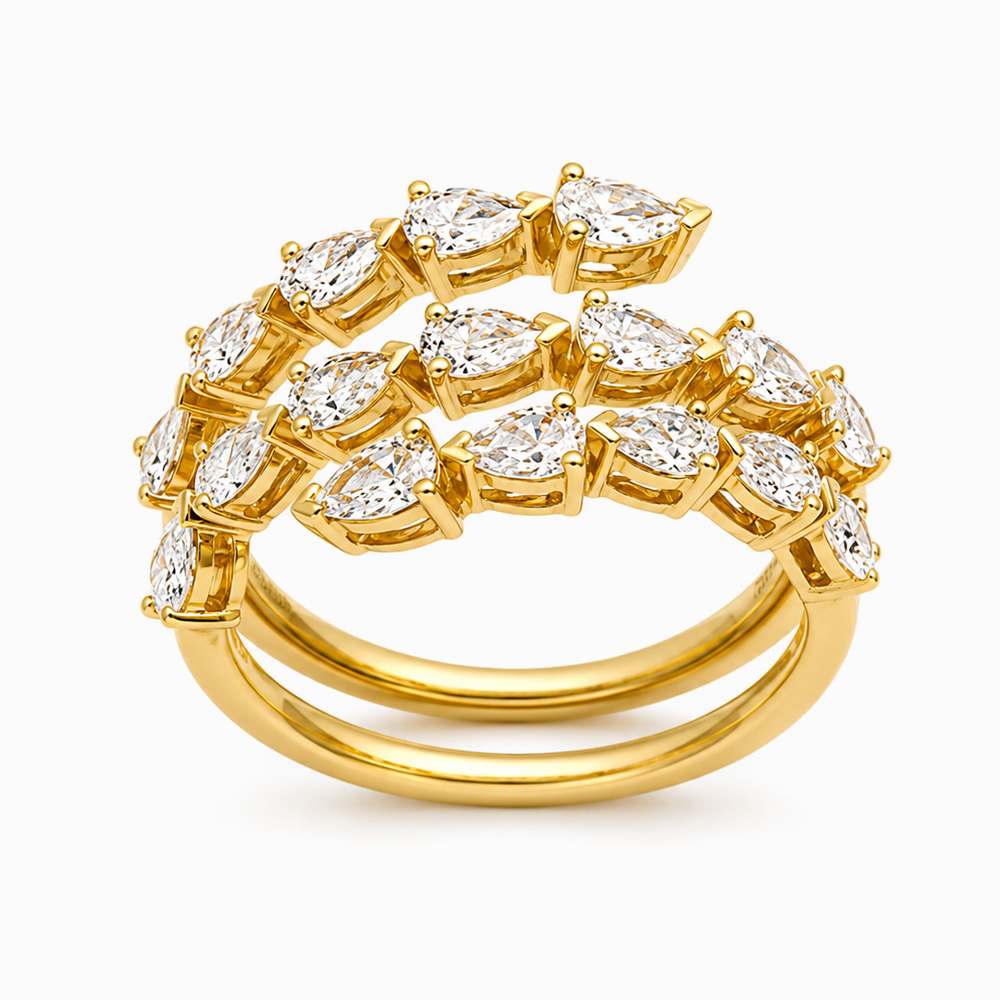 Anillo de Oro Amarillo con Diamantes Corte de Gota - Imagen 4