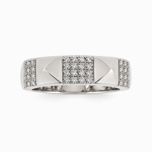 Anillo de Oro Blanco con Tachas y Diamantes