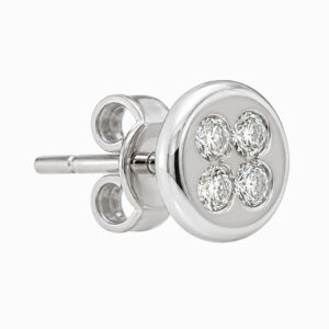 Aros de oro blanco con diamantes en diseño de trébol
