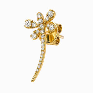 Aros de oro amarillo y diamantes con diseño de libélula