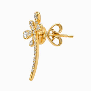 Aros de oro amarillo y diamantes con diseño de libélula