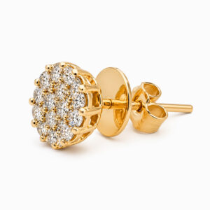 Aros de Oro Amarillo con Diamantes en Diseño Cluster