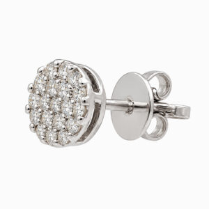 Aros de Oro Blanco con Pavé de Diamantes en Diseño Cluster