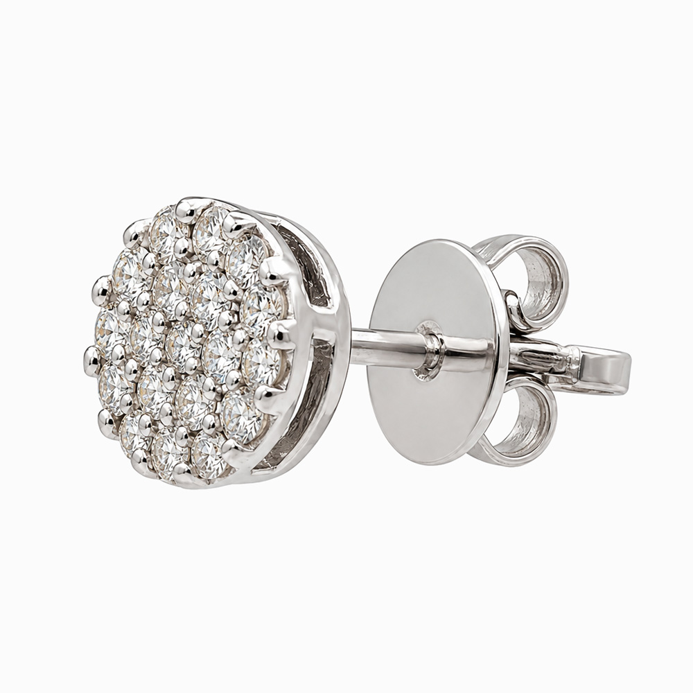 Aros de Oro Blanco con Pavé de Diamantes en Diseño Cluster
