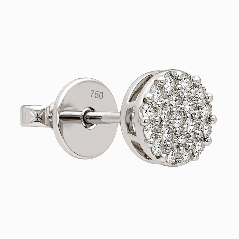 Aros de Oro Blanco con Pavé de Diamantes en Diseño Cluster - Imagen 2