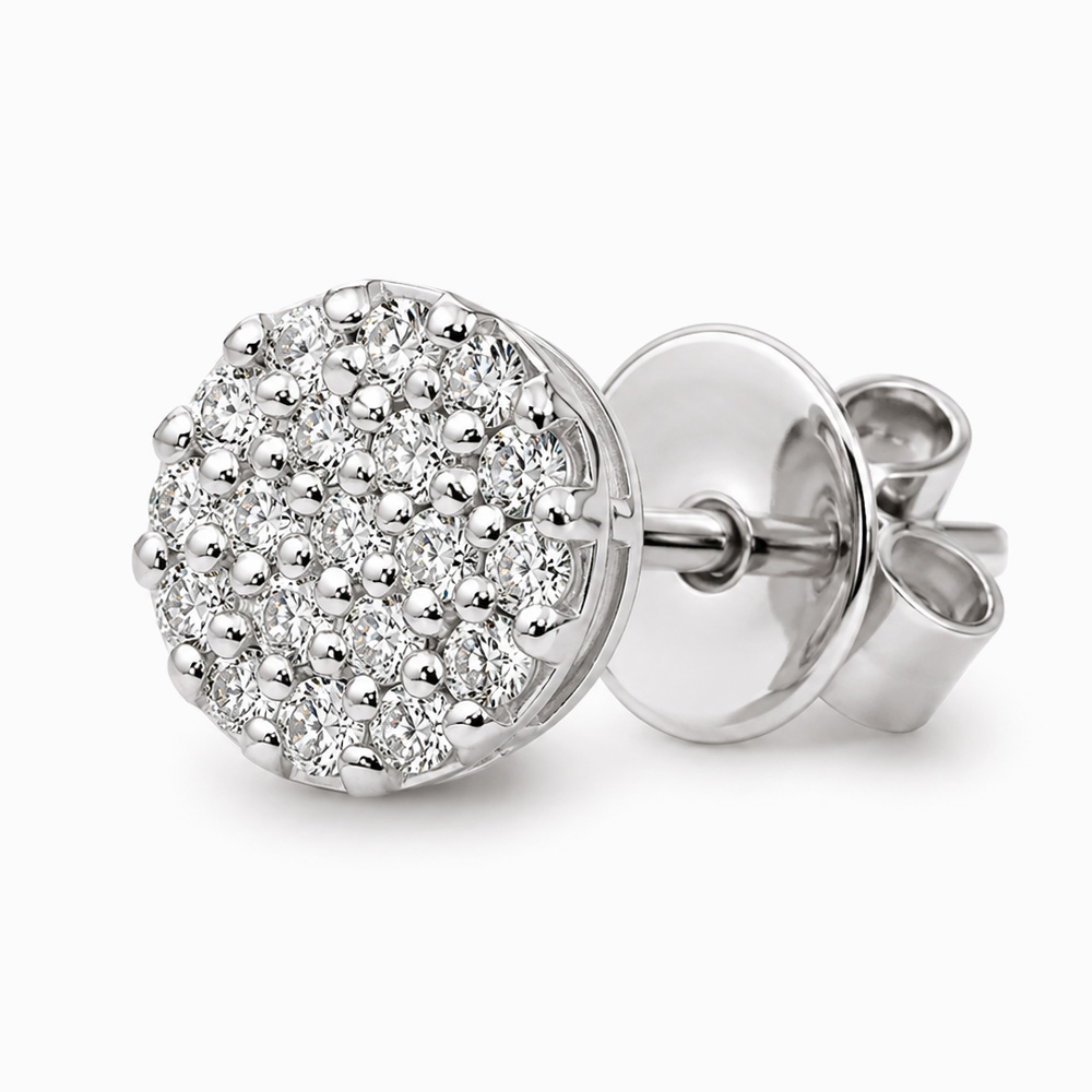 Aros de Oro Blanco con Pavé de Diamantes en Diseño Cluster - Imagen 4