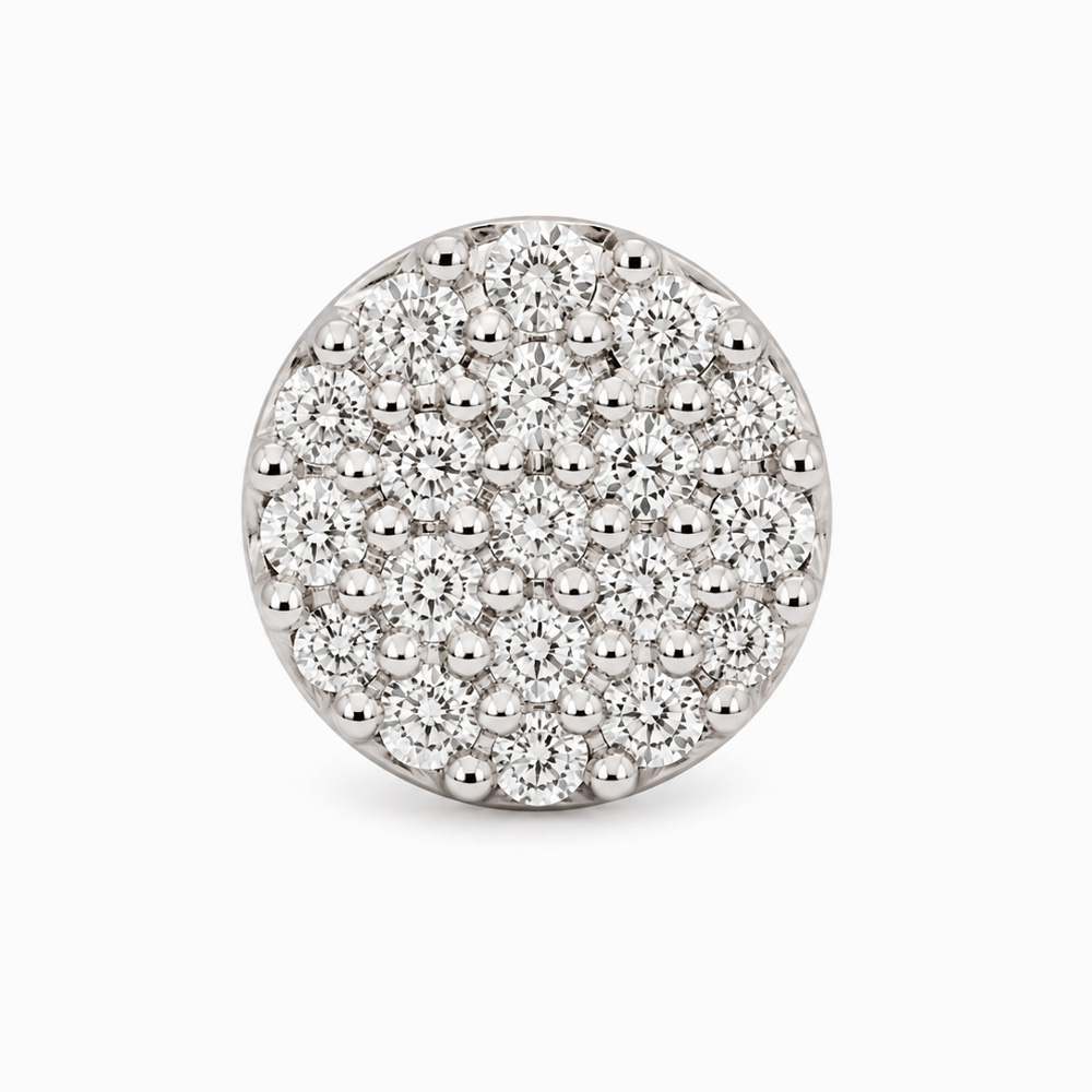 Aros de Oro Blanco con Pavé de Diamantes en Diseño Cluster - Imagen 3