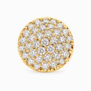 Aros Botón de Oro Amarillo con Pavé de Diamantes