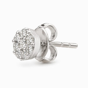 Aros Botón de Oro Blanco con Diamantes