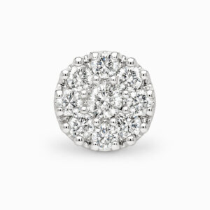 Aros Botón de Oro Blanco con Diamantes