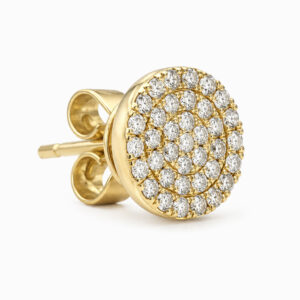 Aros Botón de Oro Amarillo con Diamantes en Pavé