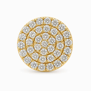 Aros Botón de Oro Amarillo con Diamantes en Pavé