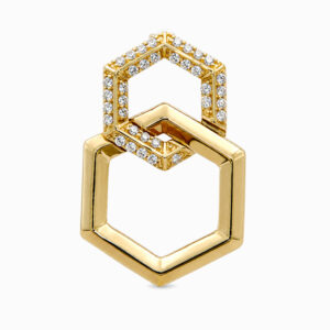 Aro Eslabones Geométricos  de Oro Amarillo y Diamantes