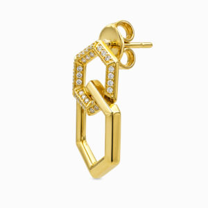 Aro Eslabones Geométricos  de Oro Amarillo y Diamantes