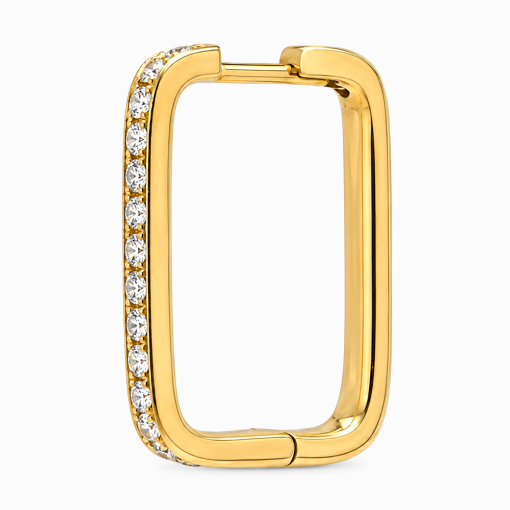 Argolla Rectangular de Oro Amarillo con Diamantes
