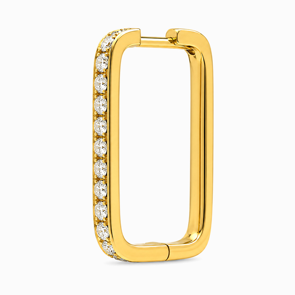 Argolla Rectangular de Oro Amarillo con Diamantes - Imagen 3