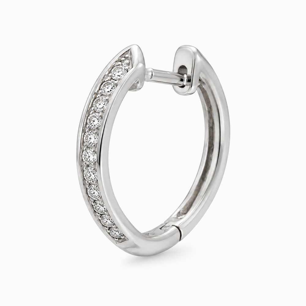 Argollas de Oro Blanco con Diamantes de Diseño Clásico