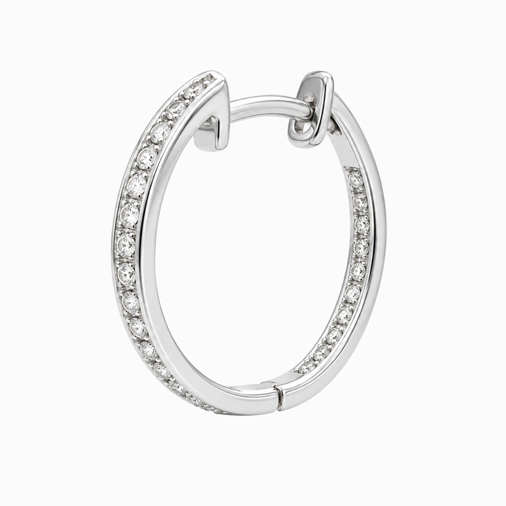 Argollas de Oro Blanco con Diamantes de Línea Continua