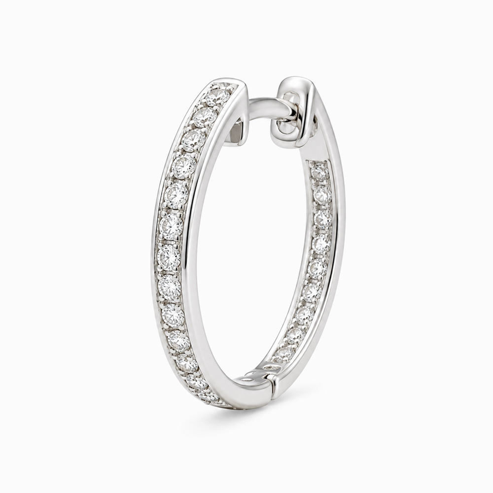 Argollas de Oro Blanco con Diamantes de Línea Continua - Imagen 3