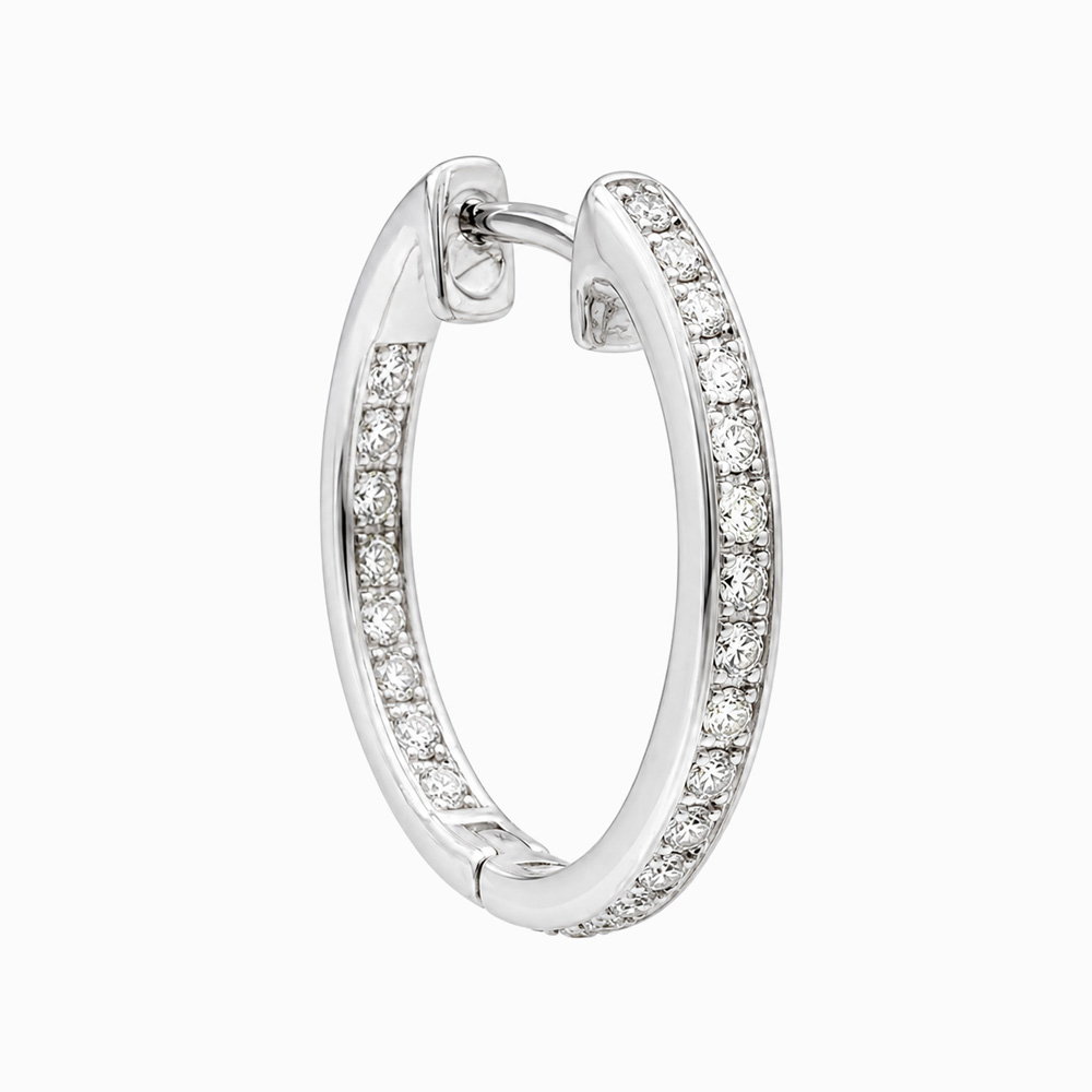Argollas de Oro Blanco con Diamantes de Línea Continua - Imagen 5