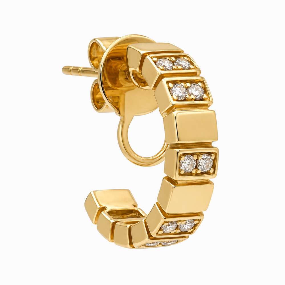 Argollas de Oro Amarillo con Diamantes de Diseño Segmentado - Imagen 3