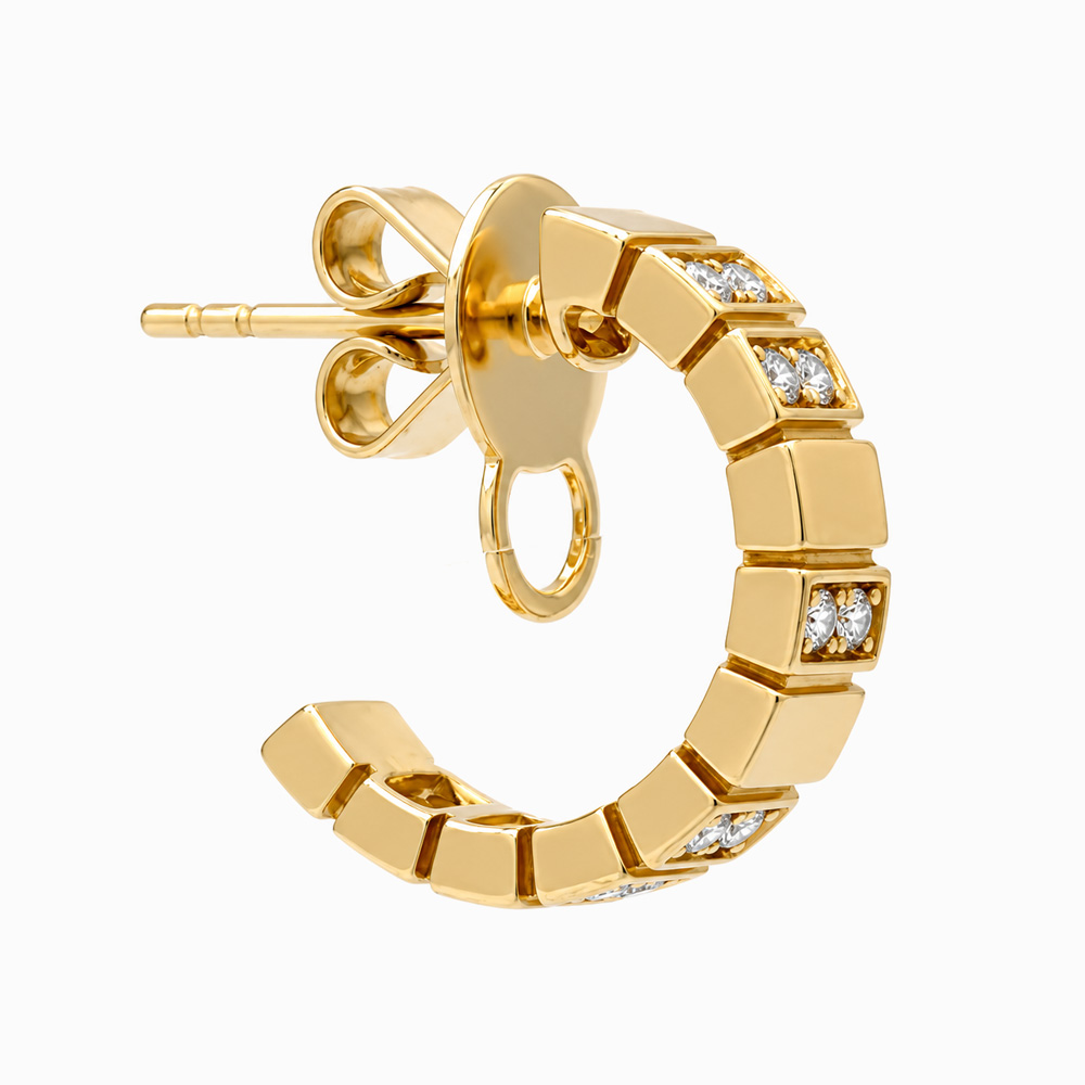 Argollas de Oro Amarillo con Diamantes de Diseño Segmentado - Imagen 4