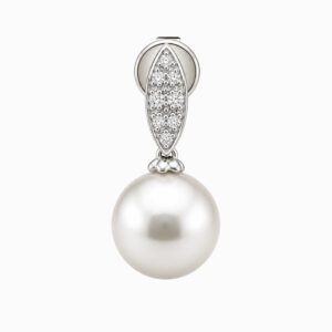 Aros Colgantes de Oro Blanco con Perlas y Diamantes