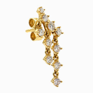 Aros Colgantes de Oro Amarillo con Diamantes en Cascada