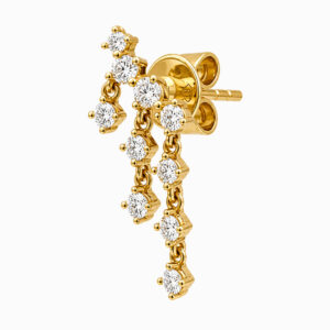 Aros Colgantes de Oro Amarillo con Diamantes en Cascada