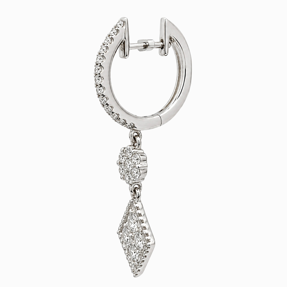 Argollas de Oro Blanco y Diamantes con Colgante Calado - Imagen 3