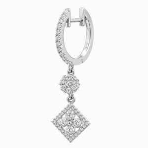 Argollas de Oro Blanco y Diamantes con Colgante Calado