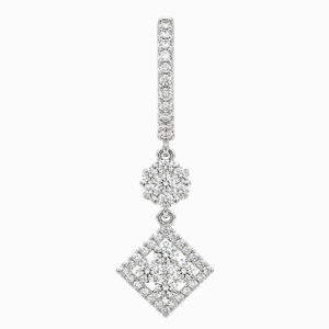 Argollas de Oro Blanco y Diamantes con Colgante Calado