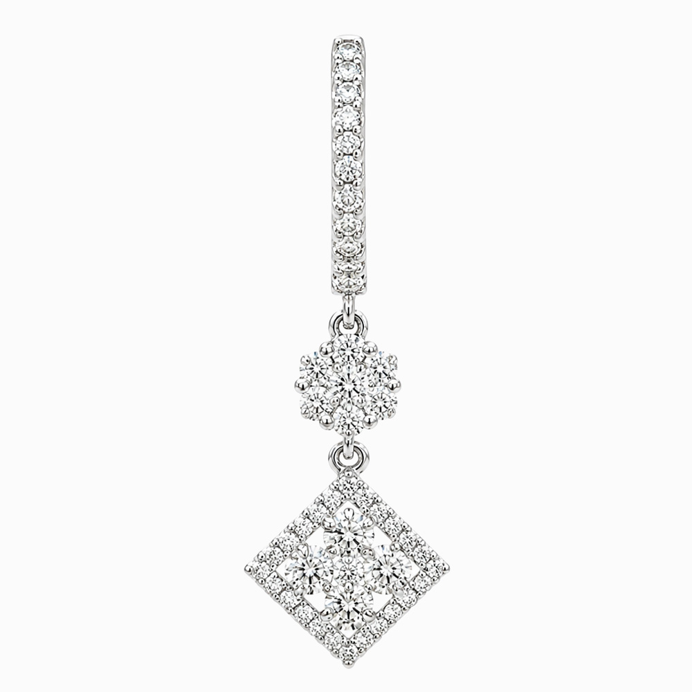 Argollas de Oro Blanco y Diamantes con Colgante Calado - Imagen 2