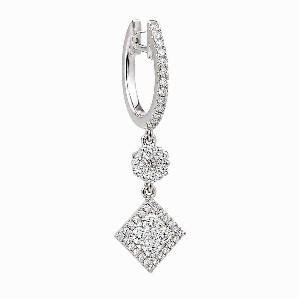 Argollas de Oro Blanco y Diamantes con Colgante Calado - Imagen 4