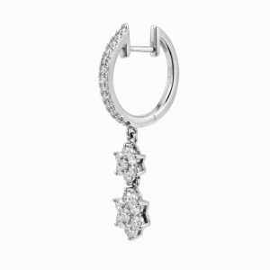 Argollas de Oro Blanco con Colgantes Florales de Diamantes