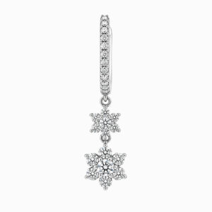 Argollas de Oro Blanco con Colgantes Florales de Diamantes