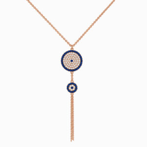 Collar Lariat de Oro Rosa con Ojo de Zafiros y Diamantes