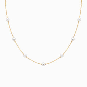 Cadena de Oro Amarillo con Perlas Cultivadas