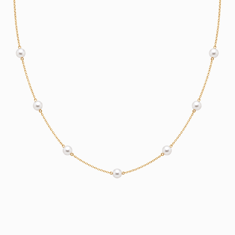 Cadena de Oro Amarillo con Perlas Cultivadas