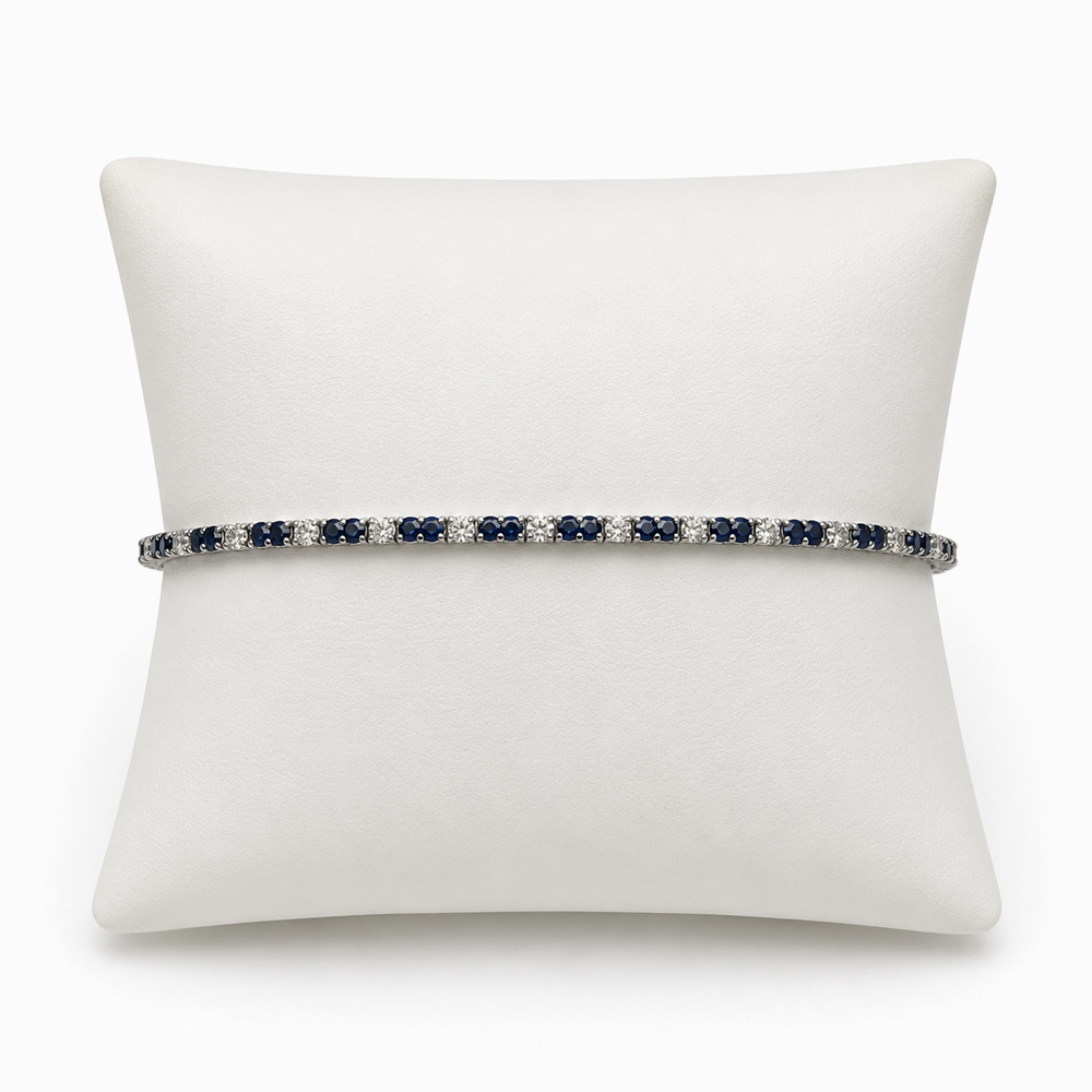 Pulsera Tennis de Oro Blanco con Zafiros y Diamantes - Imagen 2