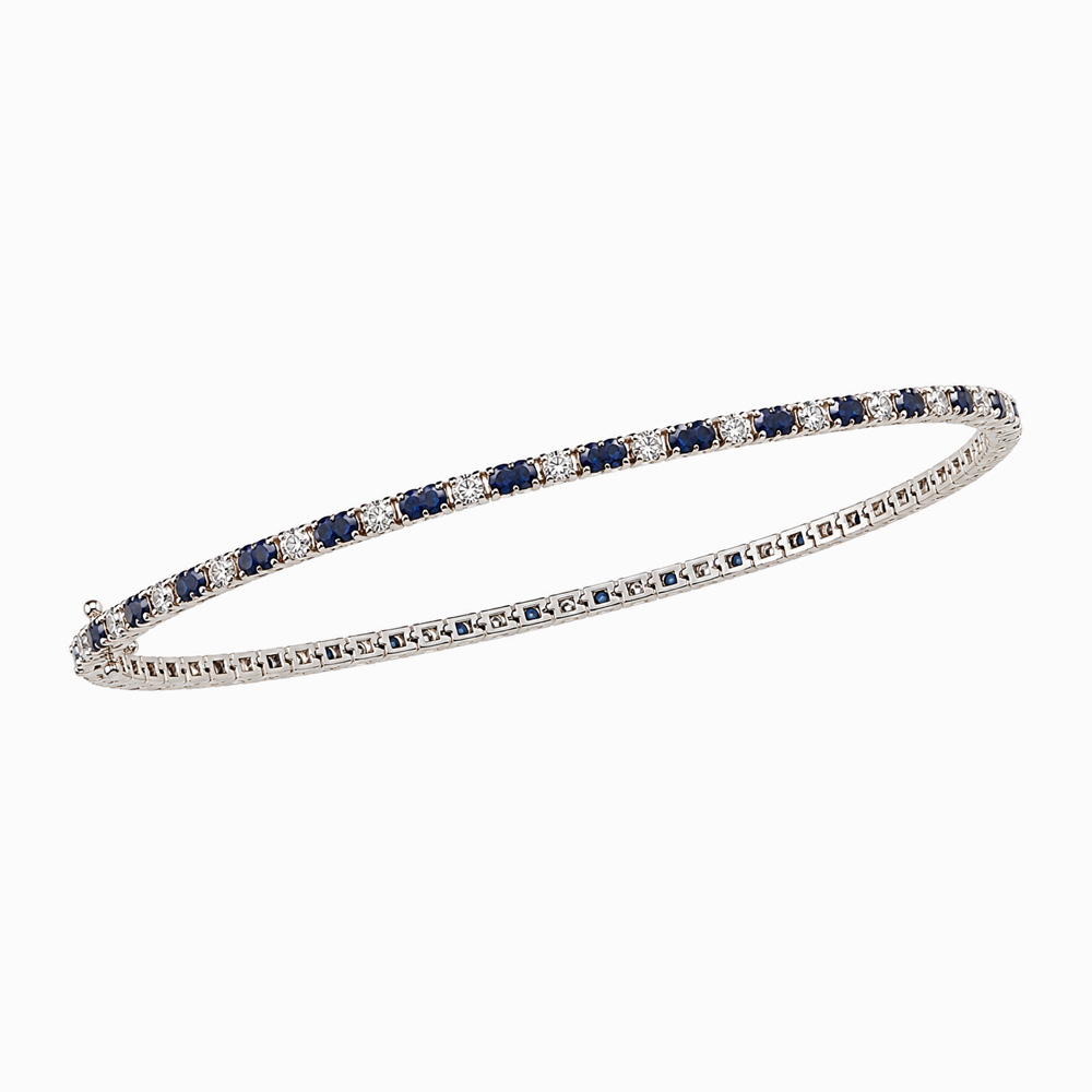 Pulsera Tennis de Oro Blanco con Zafiros y Diamantes